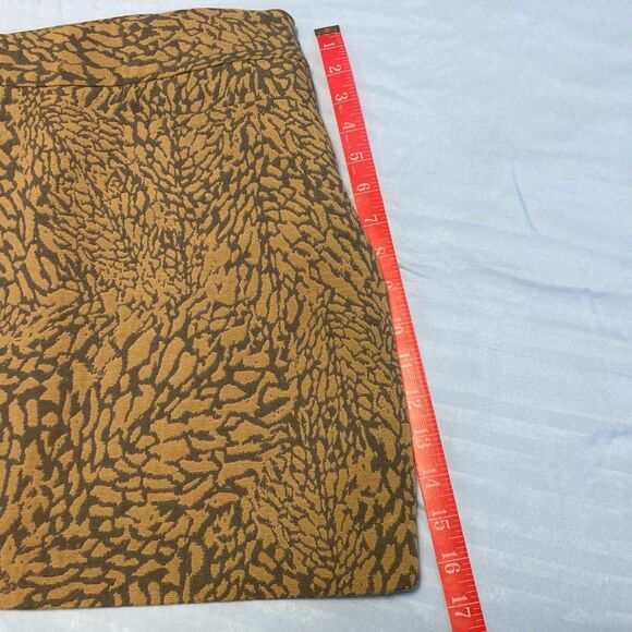 LOFT Mini Skirt Brown Mustard Yellow Abstract Safari Animal Print Lined Sz 0 - Picture 6 of 6